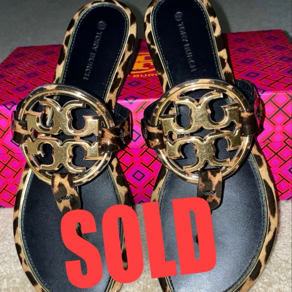 Tory Burch Metal Miller Barbados Leopard sandals